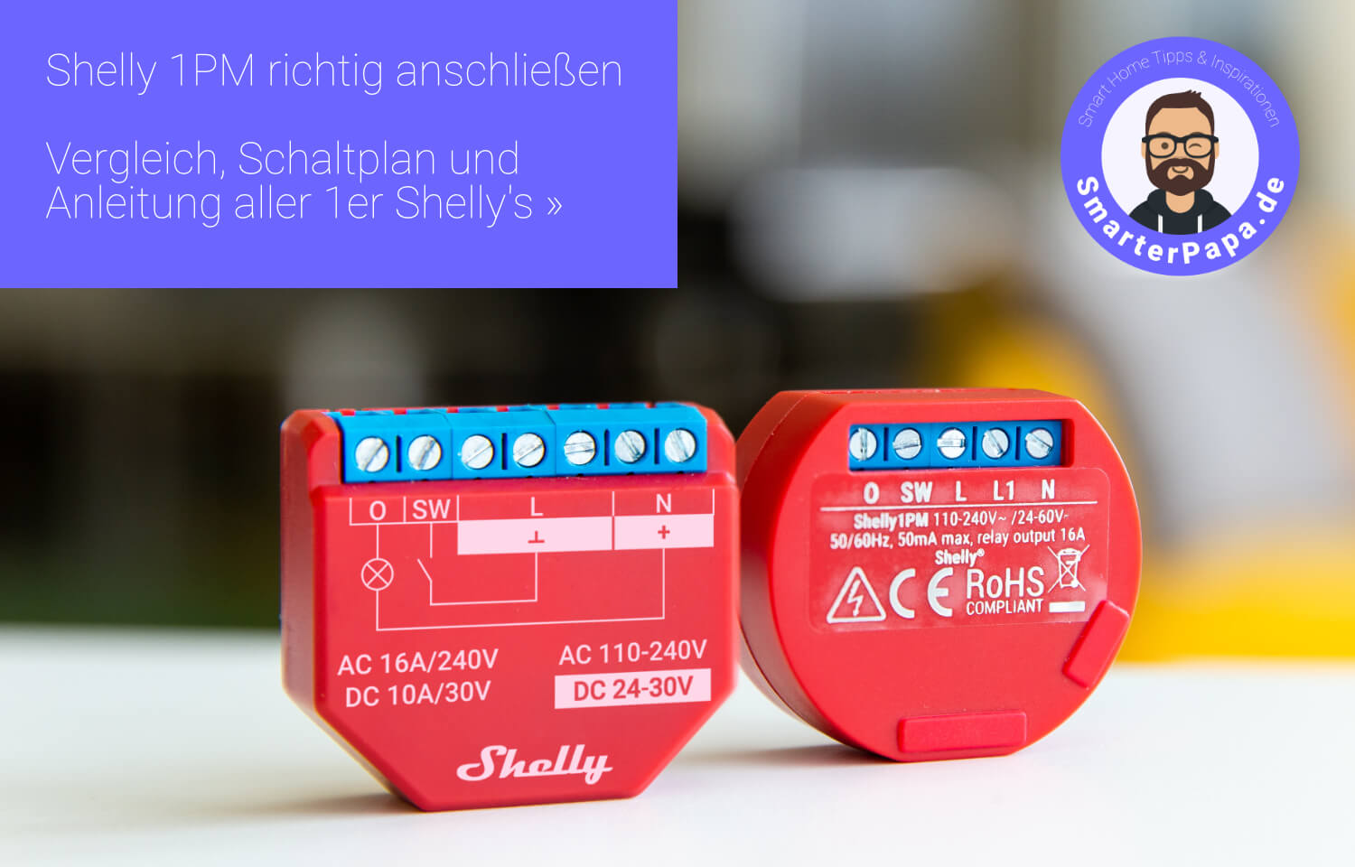 Shelly Plus 1PM, WLAN & Bluetooth Relais Schalter mit Strommessung, Smart  Home Hausautomation, Funktioniert mit Alexa & Google Home, iOS- &  Android-App, Kein Hub erforderlich
